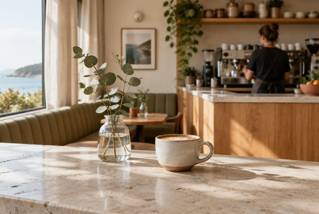 A bright independent café with a carefully designed interior
