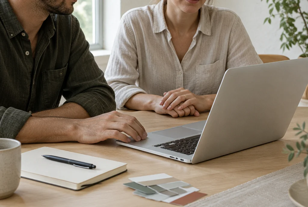 A close view of a collaborative website design session